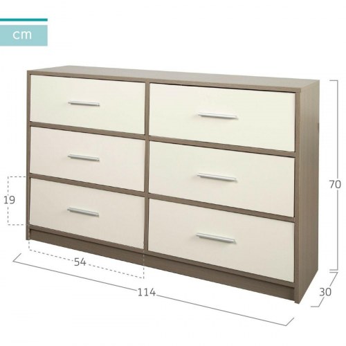 Max Home kommode - hvid/grå, moderne, 114 × 70 × 30 cm