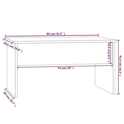 Sofabord 80x50,5x41,5 cm konstrueret træ brun egetræsfarve (OUTLET B)