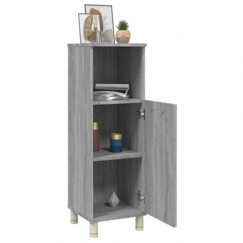 Badeværelsesskab 30×30×95 cm - konstrueret træ, grå sonoma-eg