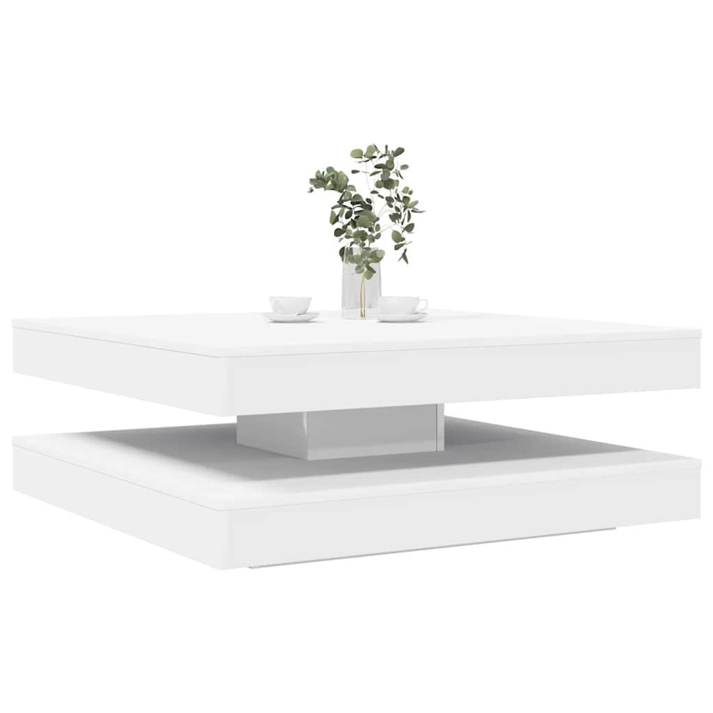 Sofabord 360 Grader Drejeligt 90x90x34 Hvid