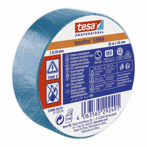 TESA isoleringstape - blå PVC, 25 mm x 25 m