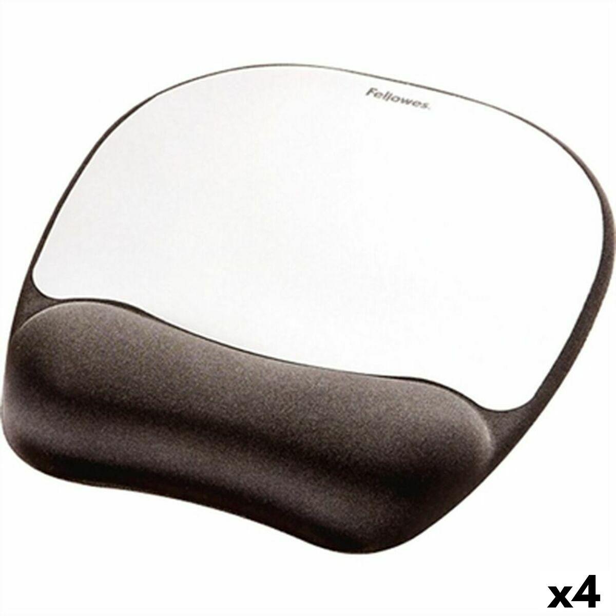 Måtte Med Håndledsstøtte Fellowes Sølvfarvet Sort Klæde Foam 4 Enheder 23 X 19 6 X 2 Cm