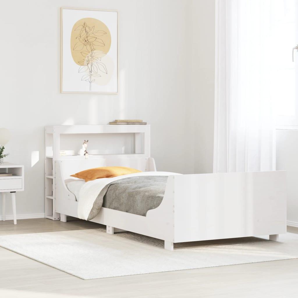 Sengeramme uden madras 90x190 cm massivt fyrretræ hvid