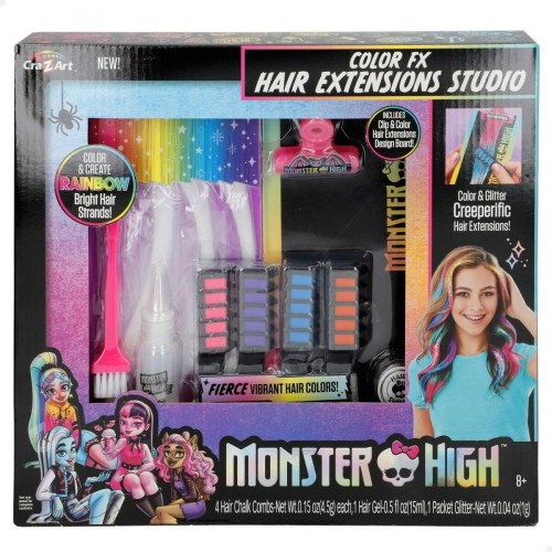 Monster High frisørsæt - farverige hair extensions (4 enheder)