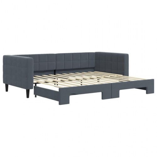 Daybed med udtræk 90 x 200 cm velour - mørkegrå