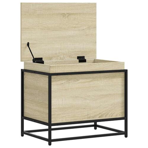 Opbevaringsboks med låg 60x40x51,5 cm konstrueret træ sonoma-eg