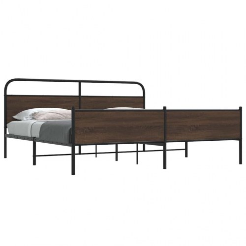 Sengeramme uden madras 183 x 213 cm med lamelbund - brun egetræ
