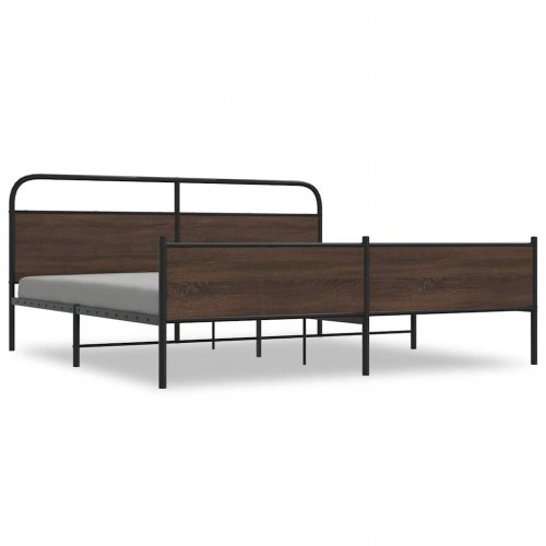 Sengeramme uden madras 183 x 213 cm med lamelbund - brun egetræ