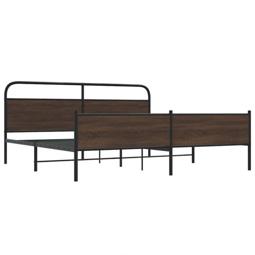 Sengeramme uden madras 183 x 213 cm med lamelbund - brun egetræ