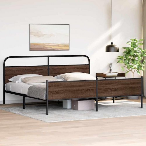 Sengeramme uden madras 183 x 213 cm med lamelbund - brun egetræ