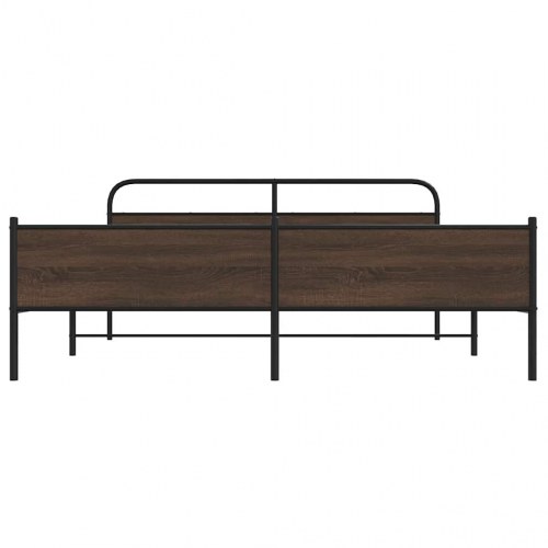 Sengeramme uden madras 183 x 213 cm med lamelbund - brun egetræ