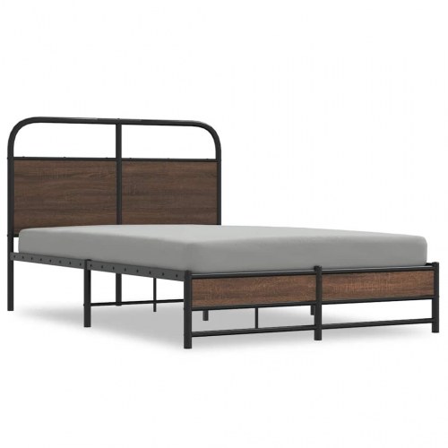 Sengeramme 140 x 190 cm med sengegavl - brunt egetræ