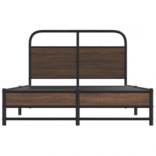 Sengeramme 140 x 190 cm med sengegavl - brunt egetræ