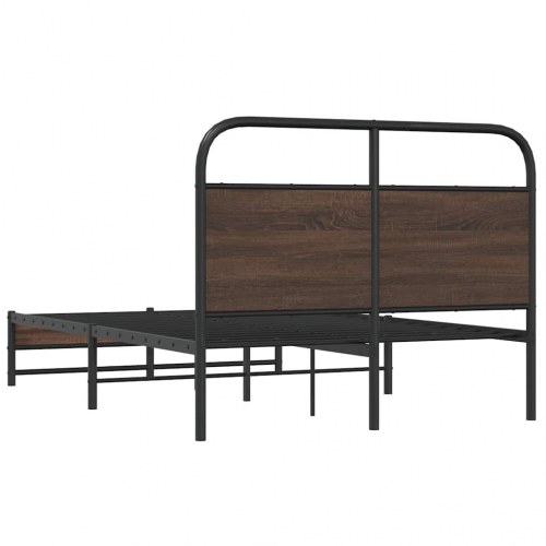 Sengeramme 140 x 190 cm med sengegavl - brunt egetræ