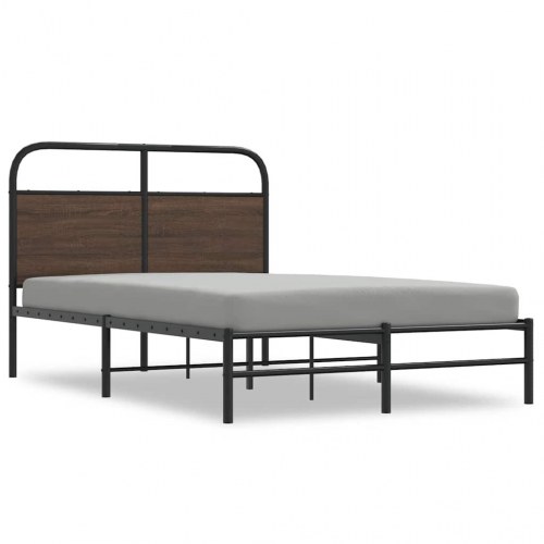 Sengeramme 135 x 190 cm med sengegavl - brun egetræ