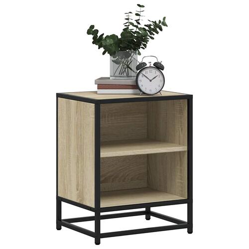 Sengebord 40x31x50 cm konstrueret træ og metal sonoma-eg
