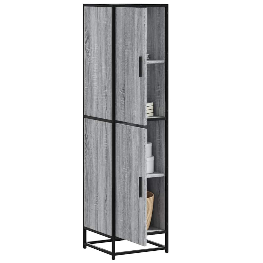 Skab 35 5x35x139 Cm Konstrueret Træ Grå Sonoma Eg Og Metal