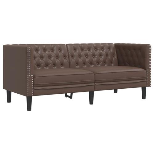 2-personers Chesterfield-sofa kunstlæder brun