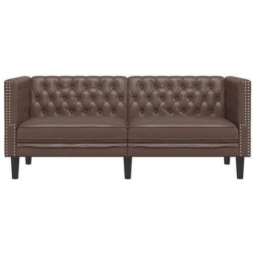 2-personers Chesterfield-sofa kunstlæder brun