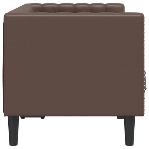 2-personers Chesterfield-sofa kunstlæder brun