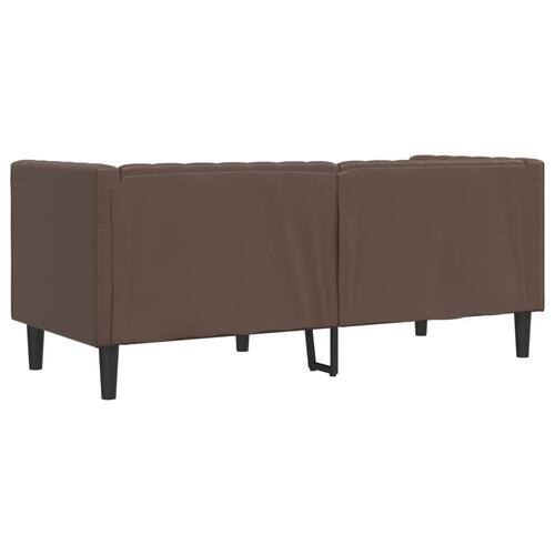2-personers Chesterfield-sofa kunstlæder brun