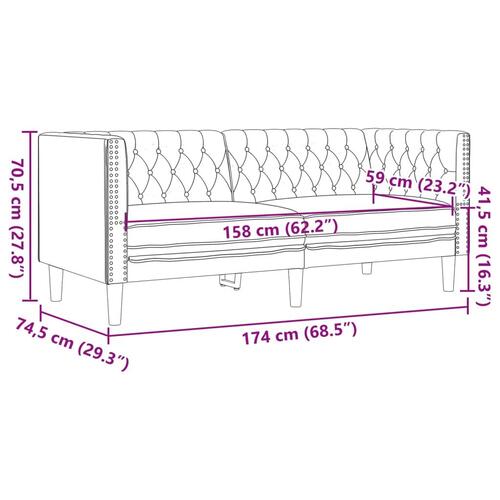 2-personers Chesterfield-sofa kunstlæder brun