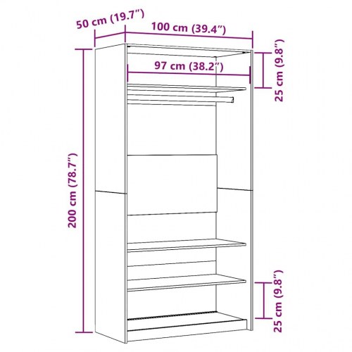 Klædeskab 100 x 50 x 200 cm - egetræslook