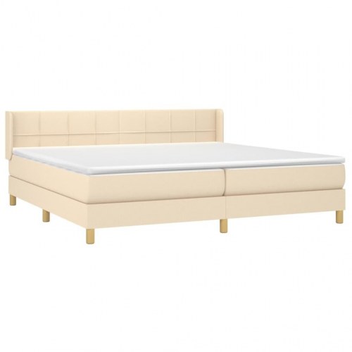 Kontinentalseng med madras 200×200 cm - stof, cremefarvet