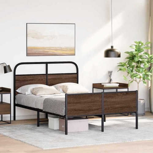 Sengeramme 120 x 200 cm med lamelbund uden madras - brun egetræ