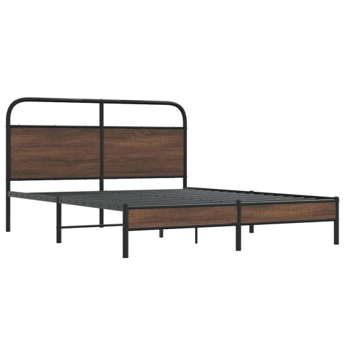 Sengeramme 150 x 200 cm med sengegavl - brun egetræ