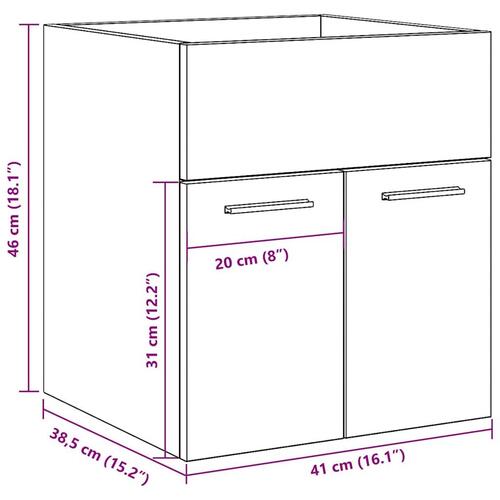 Underskab til håndvask 41x38,5x46 cm konstrueret træ kunsteg