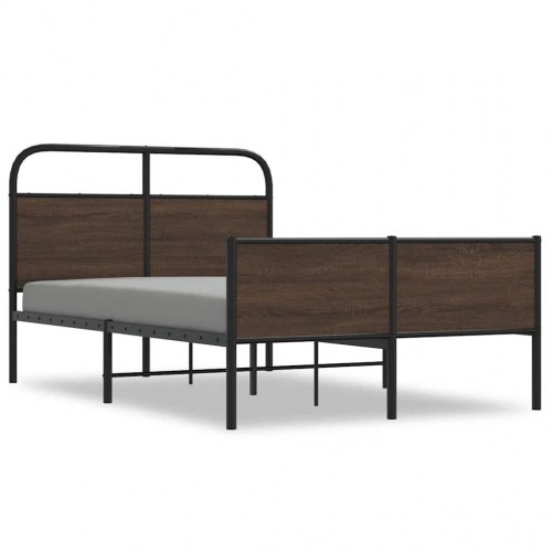 Sengeramme 135 x 190 cm med lamelbund - brun eg