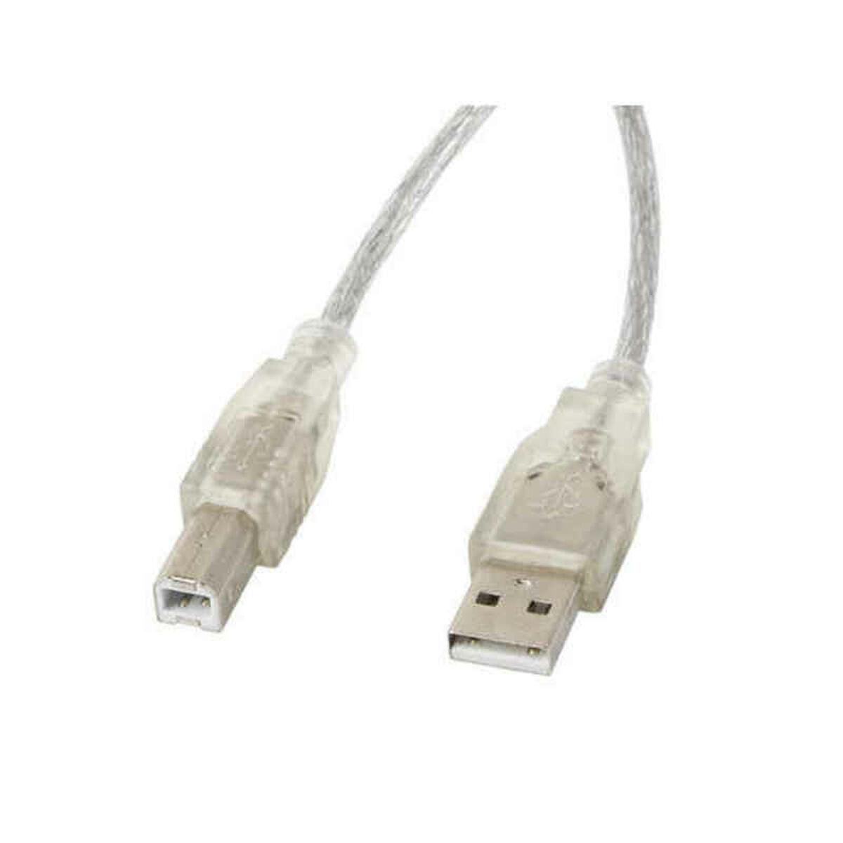 Lanberg USB A til USB B-kabel 3 m - gennemsigtig, USB 2.0 printerkabel