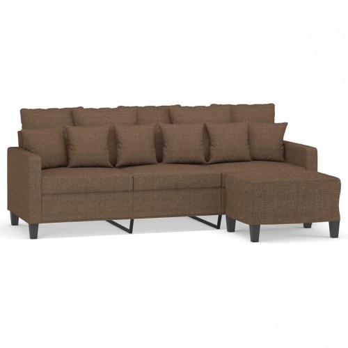 3-personers sofa med fodskammel 180 cm - brun stof