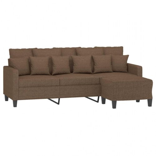 3-personers sofa med fodskammel 180 cm - brun stof