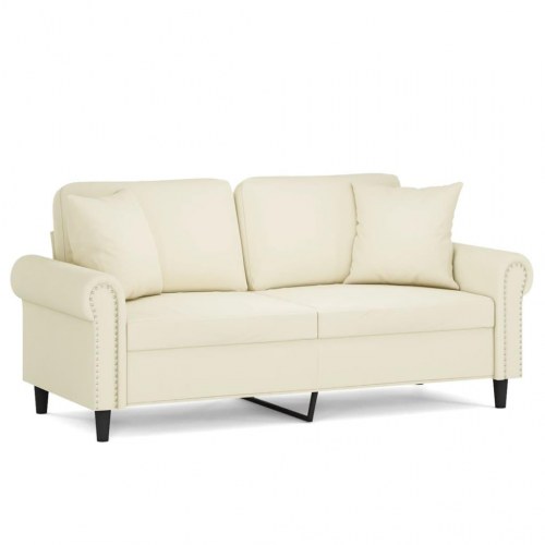 2-personers sofa i velour med pyntepuder - creme, sædebredde 140 cm
