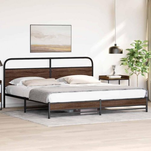 Sengeramme uden madras 200 x 200 cm - brun egetræsfarve