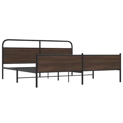 Sengeramme 200 x 200 cm i metal - brun egetræsfarve