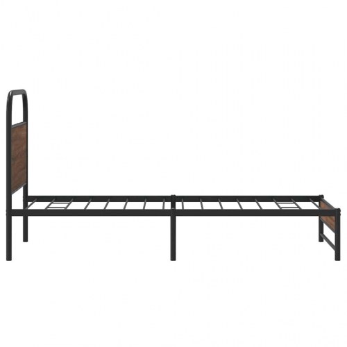 Sengeramme 90 x 200 cm med lamelbund og sengegavl - brunt egetræ