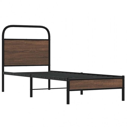 Sengeramme 75 x 190 cm med sengegavl - brun egetræ