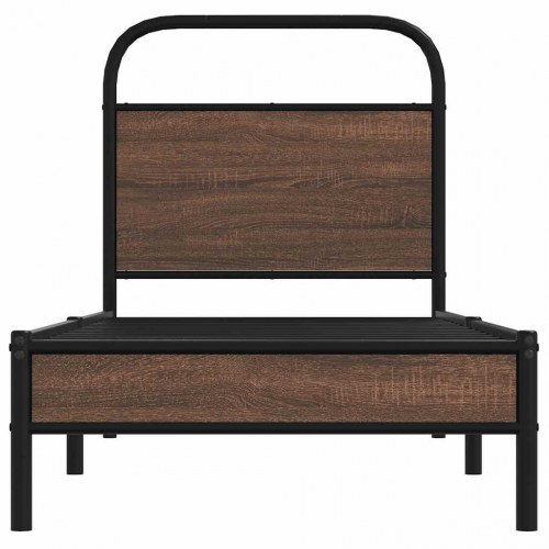 Sengeramme 75 x 190 cm med sengegavl - brun egetræ