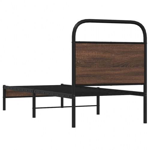 Sengeramme 75 x 190 cm med sengegavl - brun egetræ