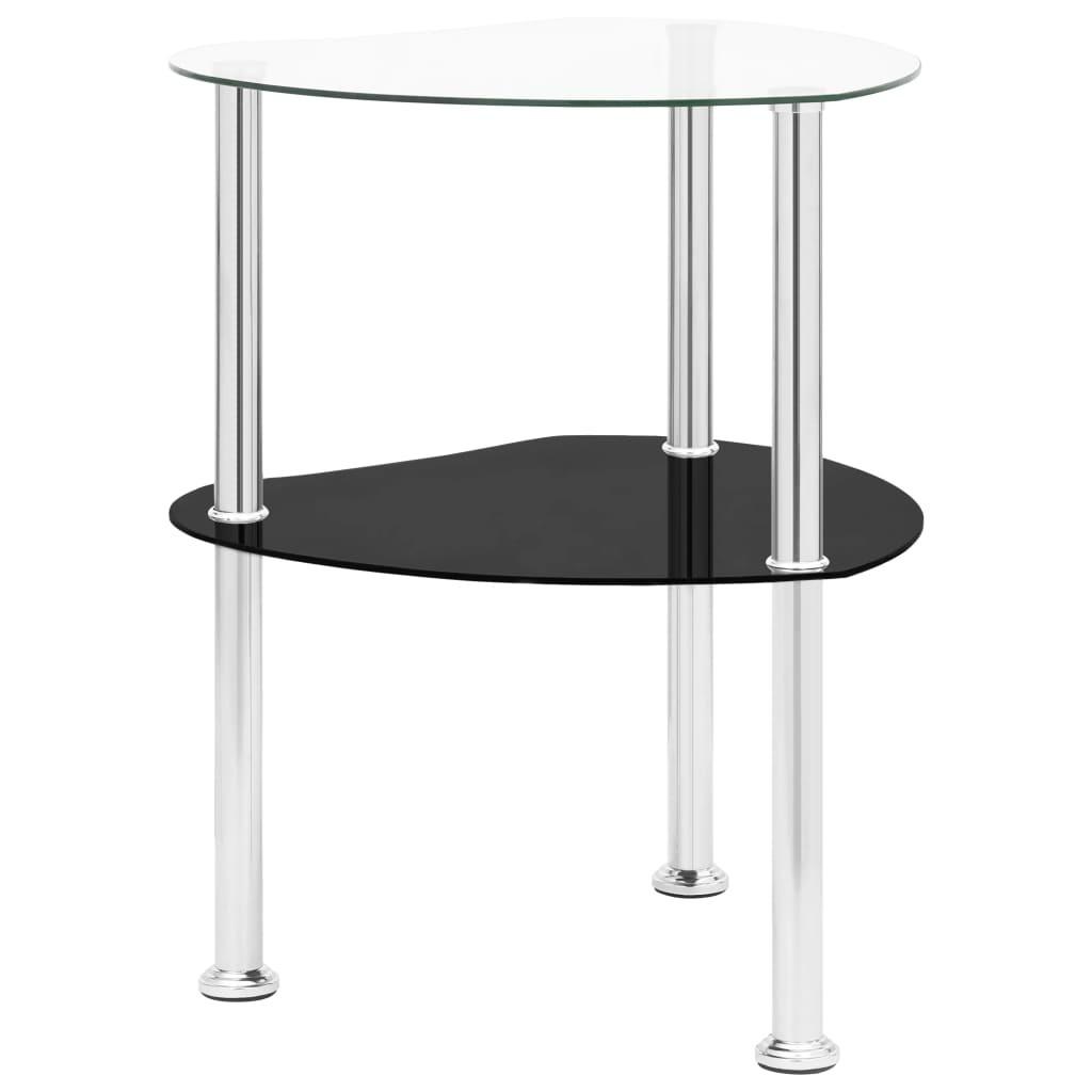 Sidebord med hylde 38x38x50 cm hærdet glas transparent og sort