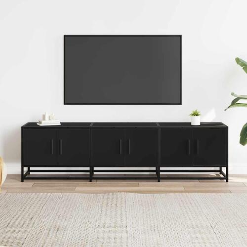 Tv-bord 150x35x41 cm konstrueret træ og metal sort