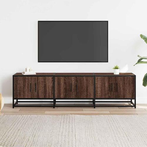 Tv-bord 150x35x41 cm konstrueret træ og metal brun egetræsfarve
