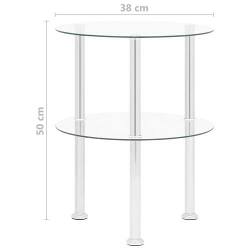 Sidebord med hylde 38 cm hærdet glas transparent