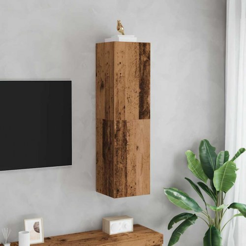 Væghængt tv-bord 30,5 x 30 x 110 cm - antikt træ