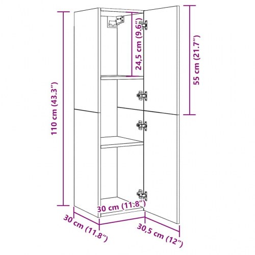 Væghængt tv-bord 30,5 x 30 x 110 cm - antikt træ