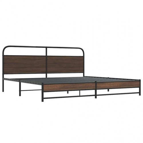 Sengeramme 180 x 200 cm i metal - brun egetræ