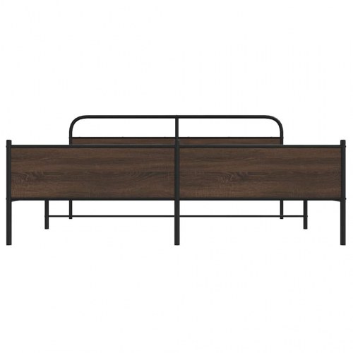 Sengeramme i metal 193 x 203 cm - brun egetræsfarve